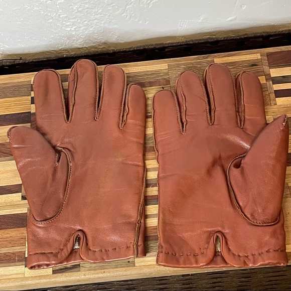Grandoe Accessories Vtg Grandoe Mens Tan Leather Gloves Cashmere